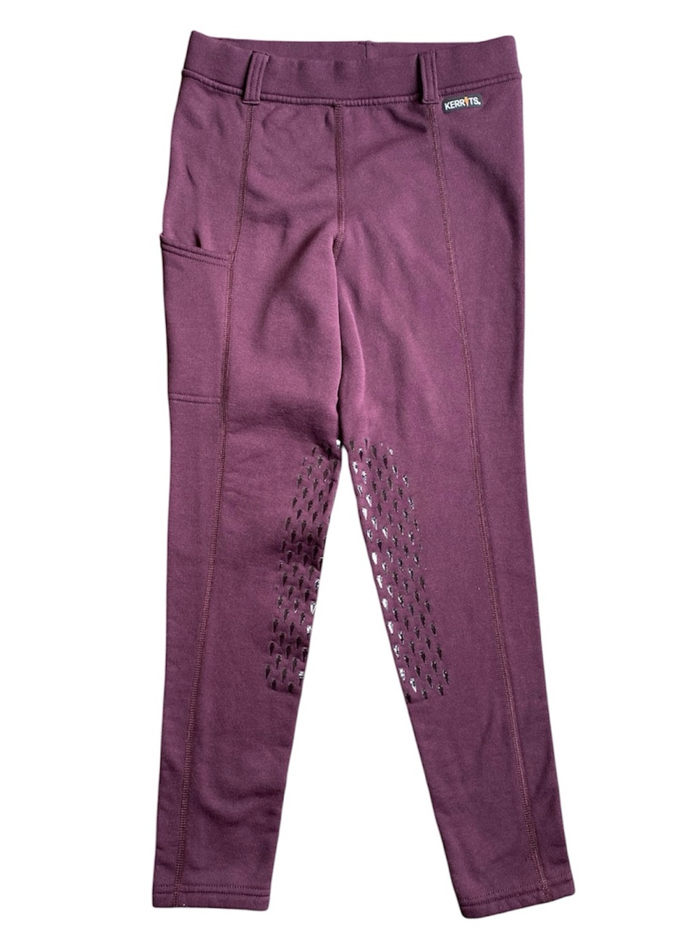 Kerrits Girls’ Fleece Riding Tights Large L Plum Purple Knee Patch Breeches